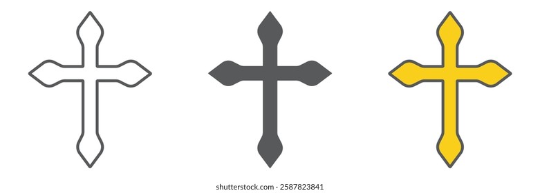 Religion cross line icon collection, christian and catholic, crucifix icon set, vector graphics, a linear pattern on a white background, eps 10.