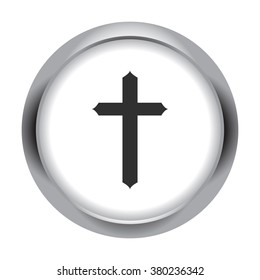 Religion cross simple icon on  round background