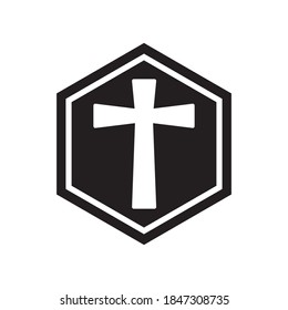 Religion Cross Symbol Icon Vector Illustration Flat Design Trendy