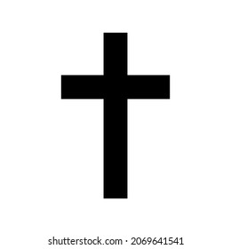 Icono de vector cruzado de religión. Esbozar ilustración con icono de la cruz de religión sobre fondo blanco. Diseño de tatuajes.
