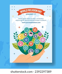 Religion Day Vertical Poster Flat Cartoon Hand Drawn Templates Background Illustration