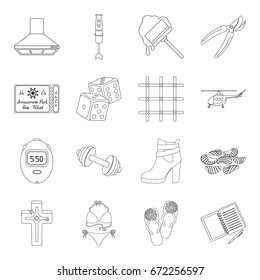 religion, electrical appliance, justice and other web icon in outline style. transportation, sports, education icons in set collection.