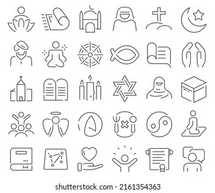 Religion and faith line icons collection. Thin outline icons pack. Vector illustration eps10