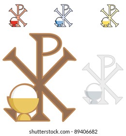 Religion - Golden Chalice Christian and Byzantine frieze