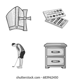 religion, golf and other monochrome icon in cartoon style.art, furniture icons in set collection.