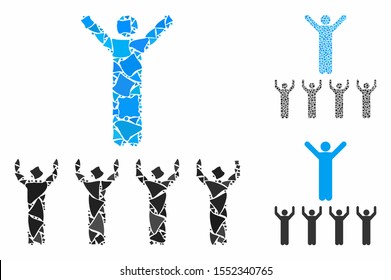 Religion guru composition of uneven items in various sizes and color tones, based on religion guru icon. Vector tuberous items are united into collage. Religion guru icons collage with dotted pattern.