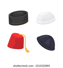 Religion hat accessories muslim and jewish symbol set illustration vector