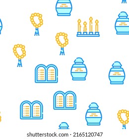 Religion Holy Praying Vector Seamless Pattern Color Line Illustration