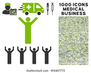 Religion icon with 1000 medical business eco green and gray vector design elements. Collection style is flat bicolor symbols, white background.