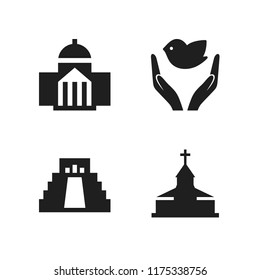 religion icon. 4 religion vector icons set. chichen itza, church and church icon icons for web and design about religion theme