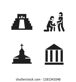 religion icon. 4 religion vector icons set. museum icon, church icon and surrender icons for web and design about religion theme