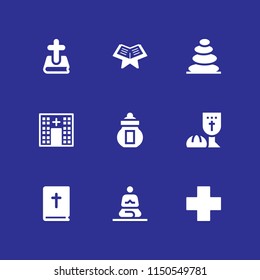 religion icon. 9 religion set with christ, cross, islam and last supper vector icons for web and mobile app