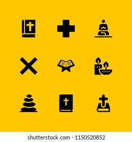 religion icon. 9 religion set with cultures, cross, islam and christ vector icons for web and mobile app