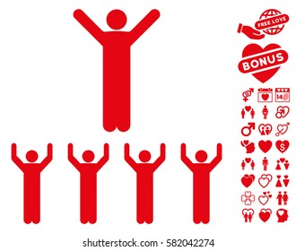 Religion icon with bonus valentine symbols. Vector illustration style is flat iconic red symbols on white background.