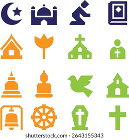 religion icon Buddhism Christianity Islam