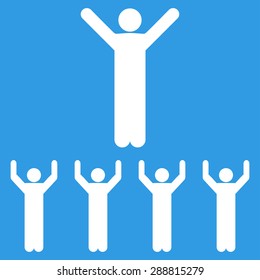 Religion icon from Business Bicolor Set. This flat vector symbol uses white color, rounded angles, and isolated on a blue background.