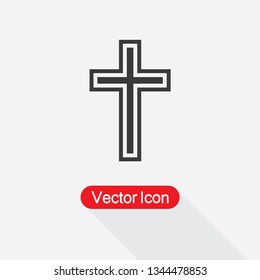 Religion Icon, Christian Cross Icon Vector Illustration Ep10