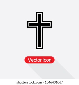 Religion Icon, Christian Cross Icon Vector Illustration Eps10