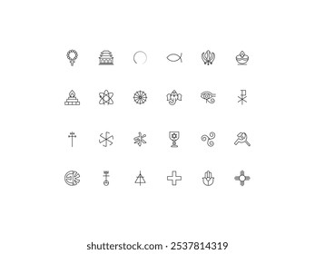 Religion icon set, design, vector illustration