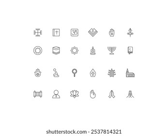 Religion icon set, design, vector illustration