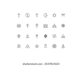 Religion icon set, design, vector illustration