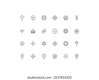 Religion icon set, design, vector illustration