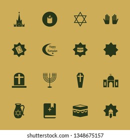 religion icon set with islamic star, bible and star of david vector illustration