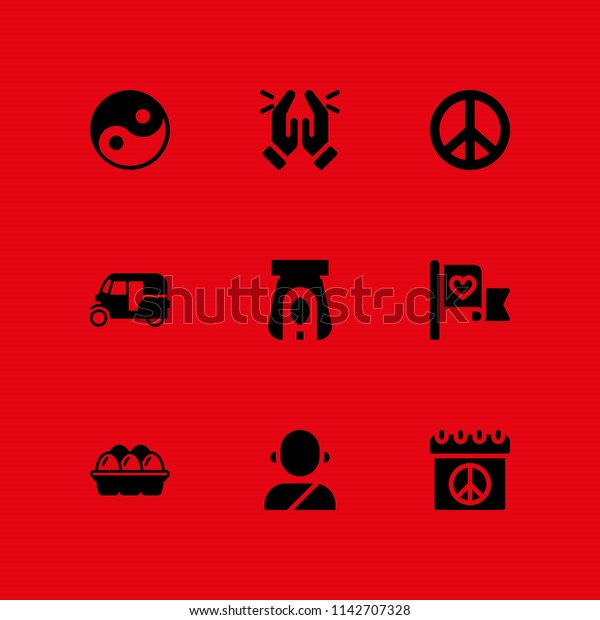 religion icon set. tibetan, peace and egg vector icon\
for graphic design and\
web