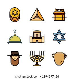 religion icon set. vector set about hebrew and supper icons set.