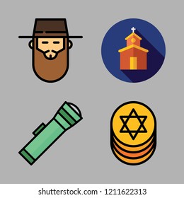 religion icon set. vector set about lantern, church and hebrew icons set.