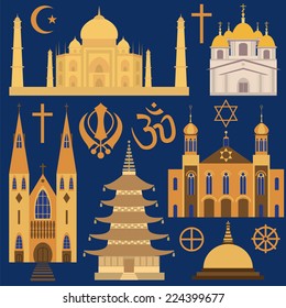 Religion icon set. Vector illustration