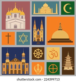 Religion icon set. Vector illustration