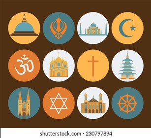 Religion icon set. Vector illustration