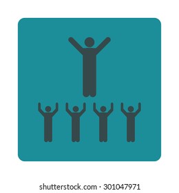 Religion icon. This flat rounded square button uses soft blue colors and isolated on a white background.