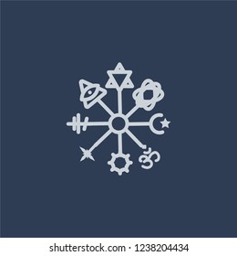 Religion icon. Trendy flat vector line Religion icon on dark blue background from Religion collection. 