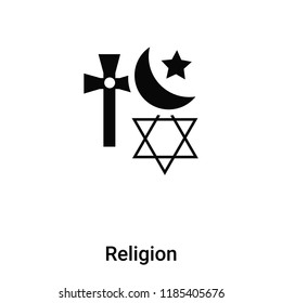 Religion icon vector isolated on white background, logo concept of Religion sign on transparent background, filled black symbol