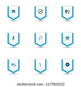 Religion icons colored set with man, time, rosary islam and other octagonal star elements. Isolated vector illustration religion icons.