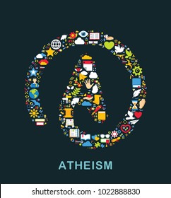 Religion icons are grouped in Atheism