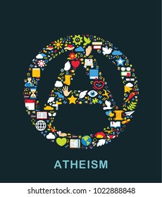 Religion icons are grouped in Atheism