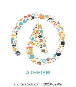 Religion icons are grouped in Atheism