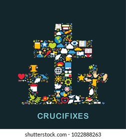 Religion icons are grouped in Christian Cross