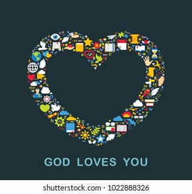 Religion icons are grouped in Heart
