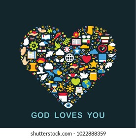 Religion icons are grouped in Heart