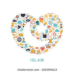 Religion icons are grouped in Islam Heart