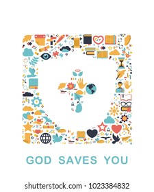 Religion icons are grouped in Shield