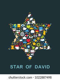 Religion icons are grouped in Star of David