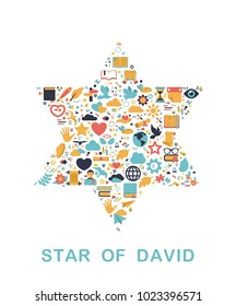 Religion icons are grouped in Star of David