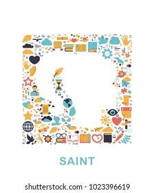 Religion icons are grouped in Woman head