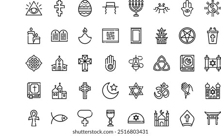 Religion icons High-Quality Vector Icons Collection with Editable Stroke. Ideal for Professional and Creative Projects.