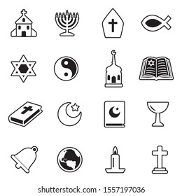 Religion Icons. Line With Fill Design. Vector Illustration.